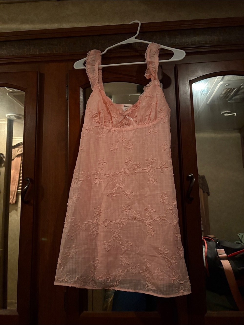 Women's Pink Lace-Embroidered Chemise dress